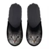 Zwarte katten Pantoffel met afbeelding grijze kat