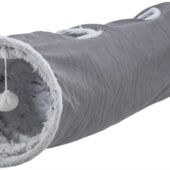 Trixie velours pluche katten speeltunnel grijs