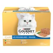 Gourmet Gold Kattesnacks Mousse Mix -katten natvoer met konijn, rund  en lam