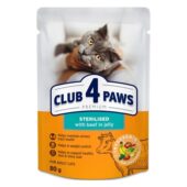 CLUB 4 PAWS PREMIUM ADULT STERILISED POUCH KONIJN IN GELEI