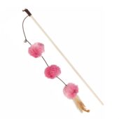 TRIXIE SPEELHENGEL POMPOMBALLEN HOUT / PLUCHE MET VALERIAAN ROZE