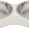 TRIXIE VOERBAK KAT DUBBEL MELAMINE / RVS WIT