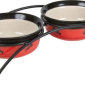 TRIXIE VOERBAK / WATERBAK KERAMIEK / METAAL ROOD / ZWART / CRÈME