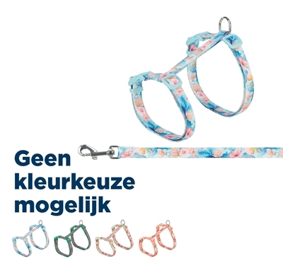 TRIXIE KATTENTUIGJE MET RIEM FLOWER POWER MOTIEF ASSORTI