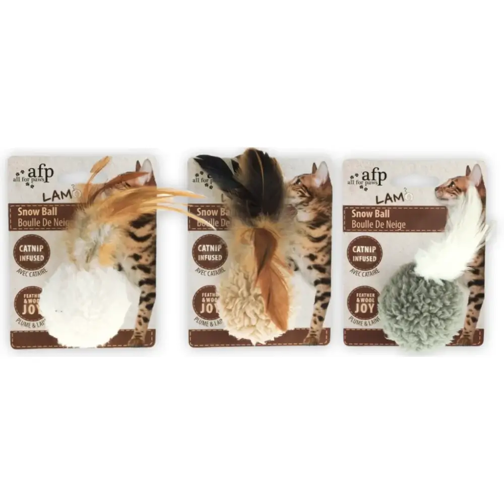 AFP snow lball lamswol met veren en catnop assorti